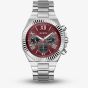 Guess Mens Equity Silver Red Dial Bracelet Watch GW0703G7