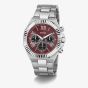 Guess Mens Equity Silver Red Dial Bracelet Watch GW0703G7