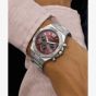 Guess Mens Equity Silver Red Dial Bracelet Watch GW0703G7