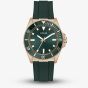Guess Mens Cliff Rose Gold Tone Green Rubber Strap Watch GW0969G5