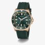 Guess Mens Cliff Rose Gold Tone Green Rubber Strap Watch GW0969G5
