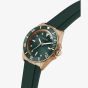 Guess Mens Cliff Rose Gold Tone Green Rubber Strap Watch GW0969G5