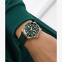 Guess Mens Cliff Rose Gold Tone Green Rubber Strap Watch GW0969G5