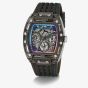 Guess Mens Phoenix Skeleton Dial Black Rubber Strap Watch GW0499G14