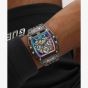 Guess Mens Phoenix Skeleton Dial Black Rubber Strap Watch GW0499G14