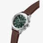 Guess Mens Palmer Green Dial Brown Leather Strap Watch GW1049G1