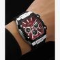 Guess Mens Phoenix Red Dial Black Rubber Strap Watch GW0956G1