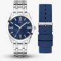 Guess Mens Elliot Silver Blue Dial Watch Gift Set GW1008G1