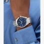 Guess Mens Elliot Silver Blue Dial Watch Gift Set GW1008G1