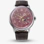 Orient Mens Bambino Sun & Moon Red Dial Leather Strap Watch RA-AK0807R
