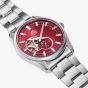 Orient Mens AR00 Semi Skeleton Red Dial Bracelet Watch RA-AR0010R
