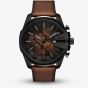 Diesel Mens Mega Chief Chronograph Brown Leather Strap Watch DZ4692
