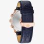 Bulova Mens Wilton Rose Gold Plated Blue Chronograph Dial Leather Strap Watch 97B170
