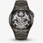 Bulova Mens Maquina Stainless Steel Automatic Skeleton Dial Gunmetal Bracelet Watch 98A179