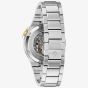 Bulova Mens Classic Stainless Steel Automatic Black Skeleton Dial Bracelet Watch 98A224