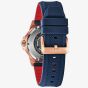 Bulova Mens Marine Star Rose Gold Plated Automatic Blue Dial Rubber Strap Watch 98A227