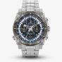 Bulova Mens Precisionist Stainless Steel Black and Blue Chronograph Dial Bracelet Watch 98B316