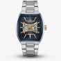 Bulova Mens Maquina Automatic Blue Dial Skeleton Watch 98A319