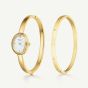 ROSEFIELD Ladies Studio Bangle White Mother of Pearl Golden Bangle Bracelet Watch & Crystal Bangle Gift Set BWGCG-X293