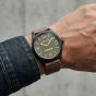 G-STAR Mens Originals Green Dial Brown Leather Strap Watch GSW.503.05