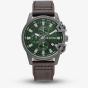 G-STAR Mens Bend3D Green Dial Brown Leather Strap Watch GSW.505.03