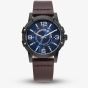 G-STAR Mens Constructed Blue Dial Brown Leather Strap Watch GSW.506.05