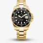 Jacques du Manoir Mens Pro Scuba Black Dial Gold Tone Stainless Steel Bracelet Watch JWG02803