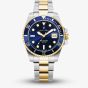 Jacques du Manoir Mens Pro Scuba Blue Dial Two Tone Stainless Steel Bracelet Watch JWG02806