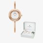 Jacques du Manoir Ladies Aurora White Dial Rose Gold Tone Bracelet Watch & Topring Boxset JWL05402