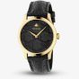 Gucci Ladies G-Timeless Medium Gold Plated Black Leather Strap Watch YA1264034A
