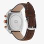 Gucci Mens Interlocking Brown Leather Strap Watch YA142335
