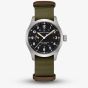 Hamilton Mens Khaki Field Mechanical Power Reserve Green Fabric Strap Watch H69509960
