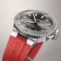Oris Mens Aquis Date Relief Sunray Grey Dial Red Rubber Strap Watch 01 733 7789 4153-07 4 23 36FC