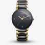 Rado Mens Centrix Diamonds Quartz Black and Gold Ceramic Bracelet Watch R30929712 L
