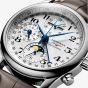Longines Mens Master Chronograph Moonphase Brown Leather Strap Watch L2.673.4.78.3