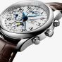 Longines Mens Master Chronograph Moonphase Brown Leather Strap Watch L2.673.4.78.3