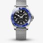 Longines Mens Hydroconquest Automatic 42mm Blue Bezel Mesh Bracelet Watch L3.788.4.90.6