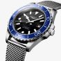 Longines Mens Hydroconquest Automatic 42mm Blue Bezel Mesh Bracelet Watch L3.788.4.90.6