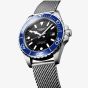 Longines Mens Hydroconquest Automatic 42mm Blue Bezel Mesh Bracelet Watch L3.788.4.90.6