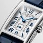 Longines Ladies Dolcevita Silver Rectangle Dial Blue Leather Strap Watch L5.255.4.70.2