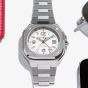 Bell & Ross Mens Stainless Steel White Dial Watch BR05G-SI-ST/SST