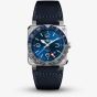 Bell & Ross Mens Blue GMT Watch BR0393-BLU-ST/SCA
