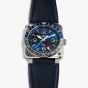 Bell & Ross Mens Blue GMT Watch BR0393-BLU-ST/SCA