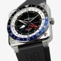 Bell & Ross Mens Limited Edition GMT Compass Black Rubber Strap Watch BR0393-COM-ST/SRB