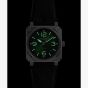 Bell & Ross Mens BR-03 Green Dial Leather Strap Watch BR03A-GN-ST/SCA