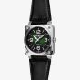 Bell & Ross Mens BR-03 Green Dial Leather Strap Watch BR03A-GN-ST/SCA