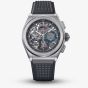 Zenith Mens Defy El Primero 21 Skeleton Dial Black Strap Watch 95.9000.9004/78.R782