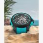 NORQAIN Wild One Skeleton Turquoise Rubber Strap Watch N3000.07Q27.B07.R01