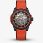 NORQAIN Wild One Skeleton Coral Orange Rubber Strap Watch N3000.07Q31.B13.R01