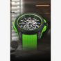 NORQAIN Wild One Skeleton Green Rubber Strap Watch N3000.07Q20.B14.R01